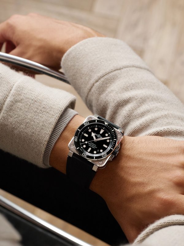 BR-03 Diver Automatic 42mm Stainless Steel and Rubber Watch, Ref. No. BR03A-D-BL-ST/SRB - OU