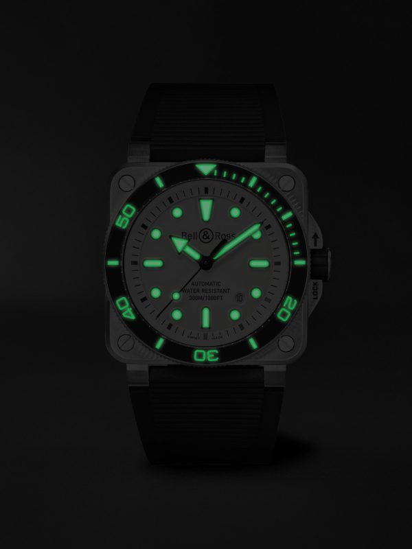 BR-03 Diver Automatic 42mm Stainless Steel and Rubber Watch, Ref. No. BR03A-D-WH-ST/SRB - E5 BR-03 Diver Automatic 42mm Stainless Steel and Rubber Watch, Ref. No. BR03A-D-WH-ST/SRB - E5
