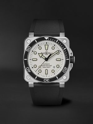 BR-03 Diver Automatic 42mm Stainless Steel and Rubber Watch, Ref. No. BR03A-D-WH-ST/SRB