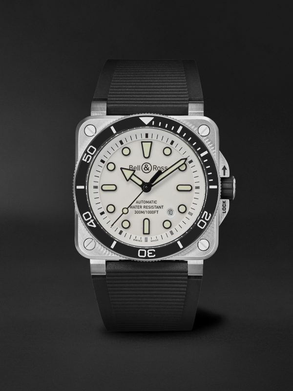 BR-03 Diver Automatic 42mm Stainless Steel and Rubber Watch, Ref. No. BR03A-D-WH-ST/SRB BR-03 Diver Automatic 42mm Stainless Steel and Rubber Watch, Ref. No. BR03A-D-WH-ST/SRB