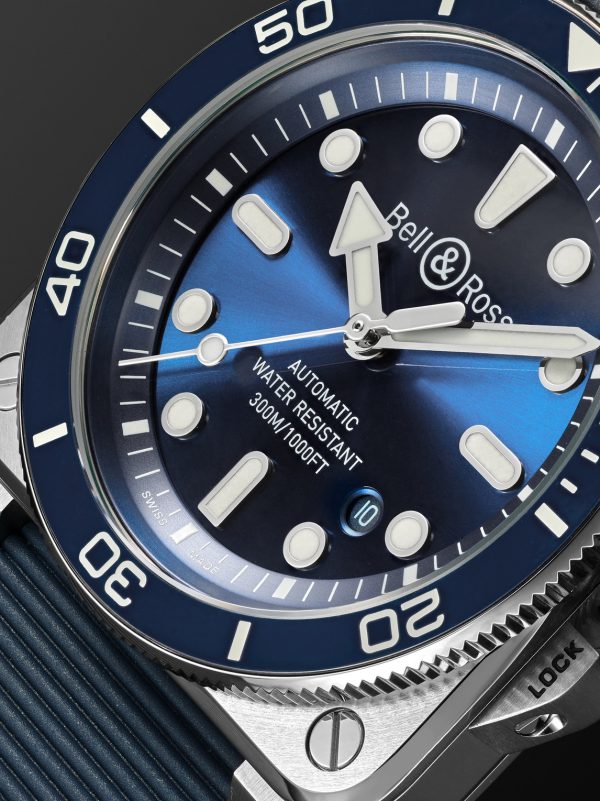 BR-03 Diver Automatic 42mm Stainless Steel and Rubber Watch, Ref. No. BR03A-D-BLU-ST/SRB - CU