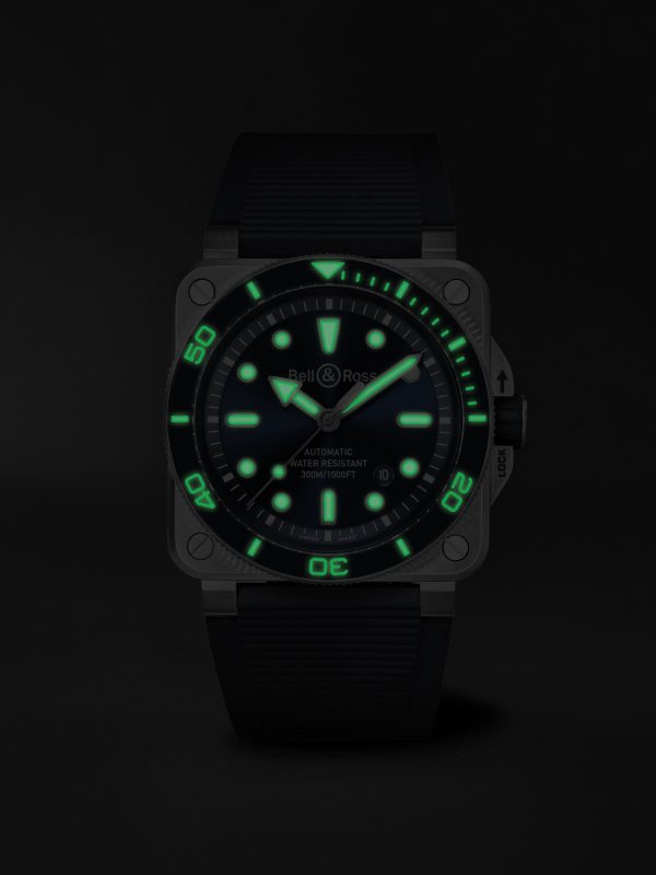 BR-03 Diver Automatic 42mm Stainless Steel and Rubber Watch, Ref. No. BR03A-D-BLU-ST/SRB - E5