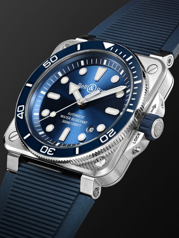 BR-03 Diver Automatic 42mm Stainless Steel and Rubber Watch, Ref. No. BR03A-D-BLU-ST/SRB - FR