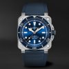 BR-03 Diver Automatic 42mm Stainless Steel and Rubber Watch, Ref. No. BR03A-D-BLU-ST/SRB
