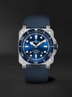 BR-03 Diver Automatic 42mm Stainless Steel and Rubber Watch, Ref. No. BR03A-D-BLU-ST/SRB