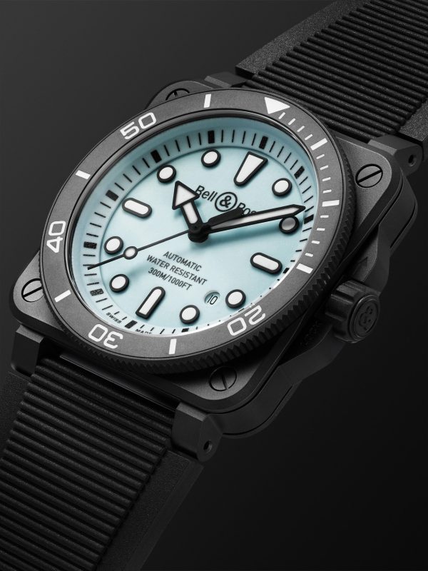 BR-03 Diver Full Lum Automatic 42mm Ceramic and Rubber Watch, Ref. No. BR03A-D-LM-CE/SRB - FR