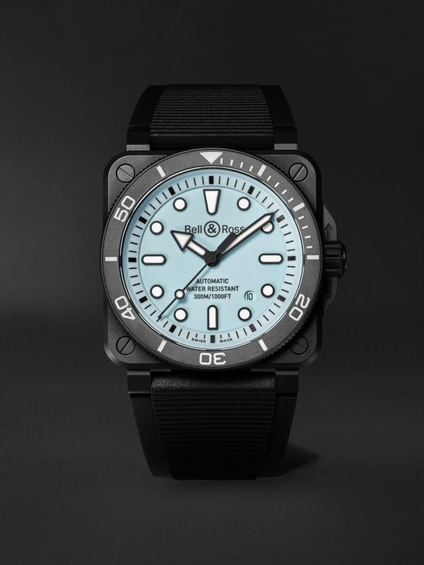 BR-03 Diver Full Lum Automatic 42mm Ceramic and Rubber Watch, Ref. No. BR03A-D-LM-CE/SRB