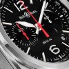 BR 03 Automatic Chronograph 42mm Stainless Steel and Leather Watch, Ref. No. BR0394-BLC-ST/SCA - CU BR 03 Automatic Chronograph 42mm Stainless Steel and Leather Watch, Ref. No. BR0394-BLC-ST/SCA - CU