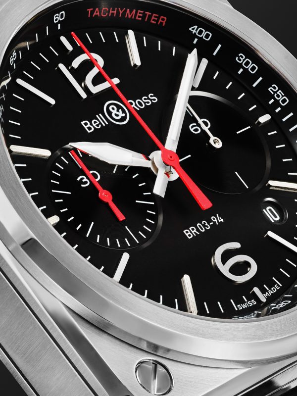 BR 03 Automatic Chronograph 42mm Stainless Steel and Leather Watch, Ref. No. BR0394-BLC-ST/SCA - CU BR 03 Automatic Chronograph 42mm Stainless Steel and Leather Watch, Ref. No. BR0394-BLC-ST/SCA - CU