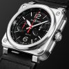 BR 03 Automatic Chronograph 42mm Stainless Steel and Leather Watch, Ref. No. BR0394-BLC-ST/SCA - FR BR 03 Automatic Chronograph 42mm Stainless Steel and Leather Watch, Ref. No. BR0394-BLC-ST/SCA - FR