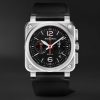 BR 03 Automatic Chronograph 42mm Stainless Steel and Leather Watch, Ref. No. BR0394-BLC-ST/SCA BR 03 Automatic Chronograph 42mm Stainless Steel and Leather Watch, Ref. No. BR0394-BLC-ST/SCA