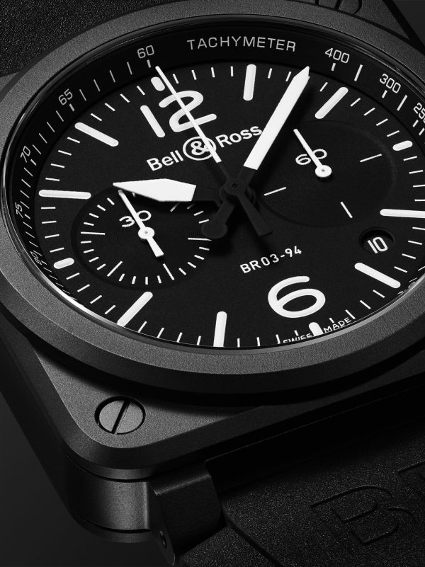 BR 03-94 Automatic Chronograph 42mm Ceramic and Rubber Watch, Ref. No. BR0394-BL-CE - CU BR 03-94 Automatic Chronograph 42mm Ceramic and Rubber Watch, Ref. No. BR0394-BL-CE - CU