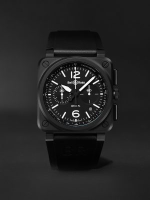 BR 03-94 Automatic Chronograph 42mm Ceramic and Rubber Watch, Ref. No. BR0394-BL-CE