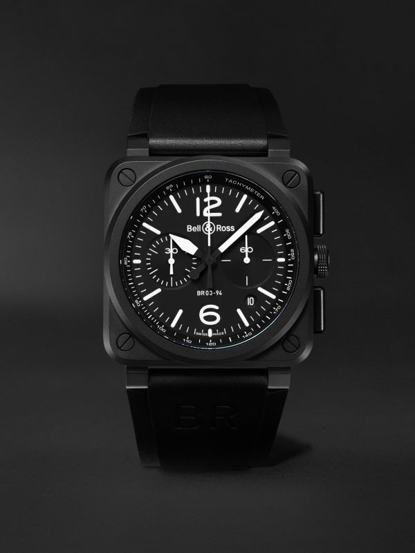 BR 03-94 Automatic Chronograph 42mm Ceramic and Rubber Watch, Ref. No. BR0394-BL-CE BR 03-94 Automatic Chronograph 42mm Ceramic and Rubber Watch, Ref. No. BR0394-BL-CE