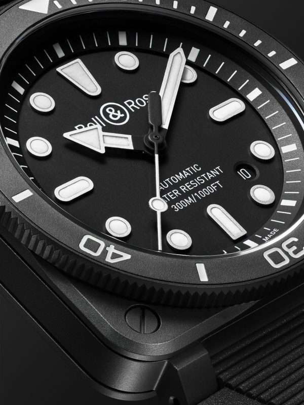 BR-03 Diver Automatic 42mm Ceramic and Rubber Watch, Ref. No. BR03A-D-BL-CE/SRB - CU