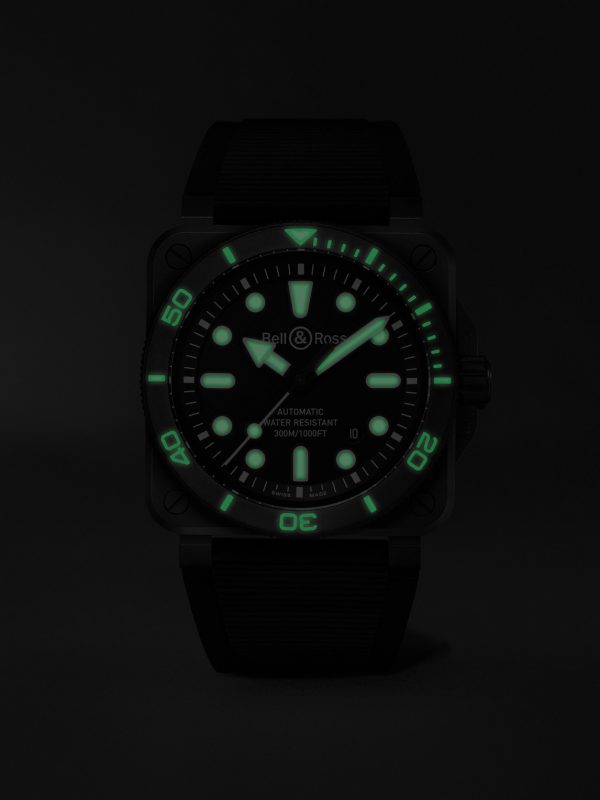 BR-03 Diver Automatic 42mm Ceramic and Rubber Watch, Ref. No. BR03A-D-BL-CE/SRB - E5