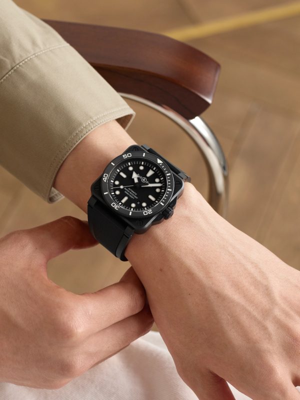 BR-03 Diver Automatic 42mm Ceramic and Rubber Watch, Ref. No. BR03A-D-BL-CE/SRB - OU