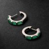 18-Karat Blackened Gold Emerald Hoop Earrings - BK