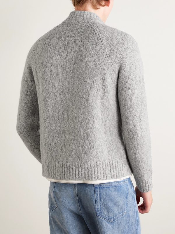 Alpaca-Blend Bouclé Zip-Up Cardigan - BK Alpaca-Blend Bouclé Zip-Up Cardigan - BK