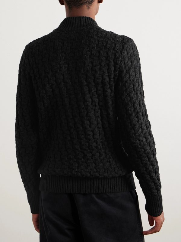 Stark Slim-Fit Cable-Knit Merino Wool Sweater - BK