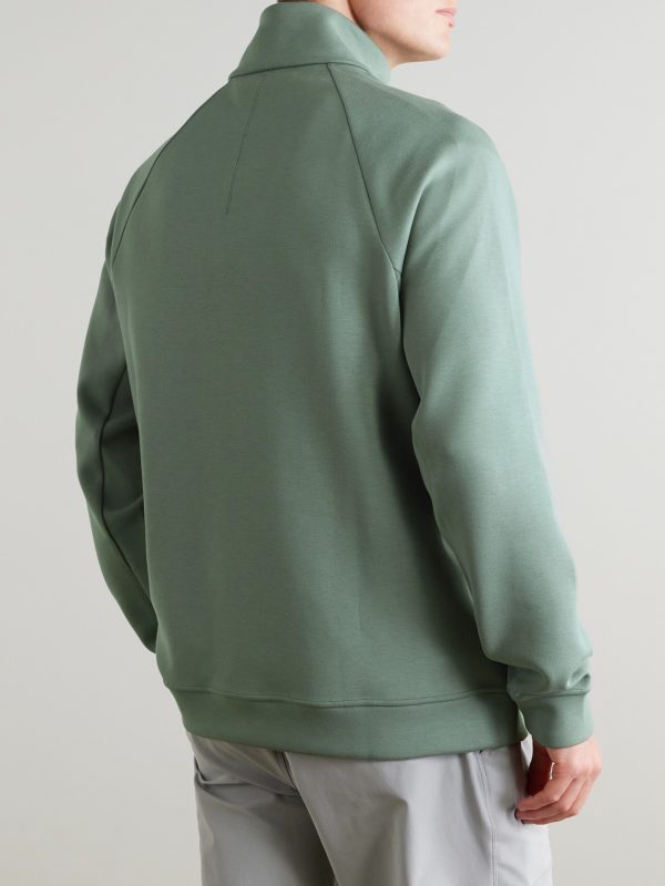 Smooth Spacer Stretch Recycled-Jersey Half-Zip Sweatshirt - BK Smooth Spacer Stretch Recycled-Jersey Half-Zip Sweatshirt - BK