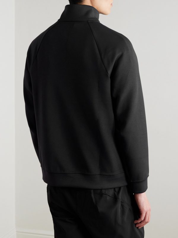 Smooth Spacer Stretch Recycled-Jersey Half-Zip Sweatshirt - BK Smooth Spacer Stretch Recycled-Jersey Half-Zip Sweatshirt - BK
