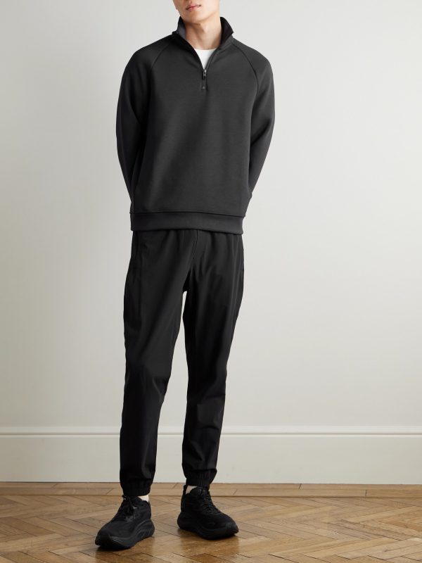 Smooth Spacer Stretch Recycled-Jersey Half-Zip Sweatshirt - OU Smooth Spacer Stretch Recycled-Jersey Half-Zip Sweatshirt - OU