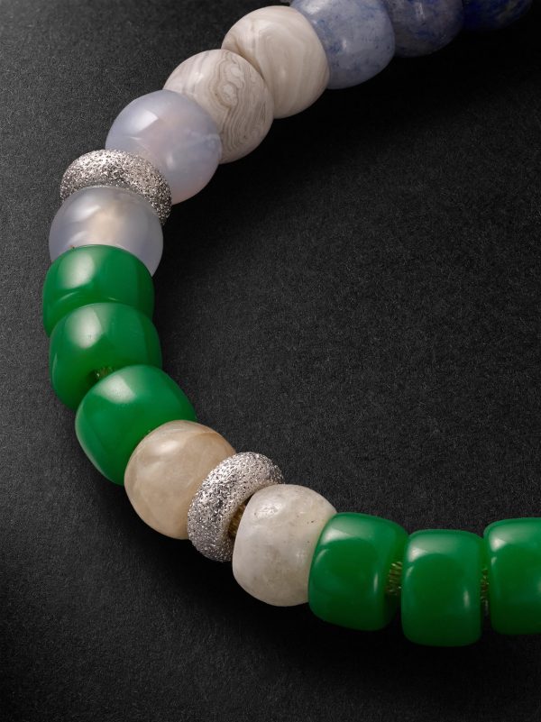 Montauk Forte 18-Karat White and Blackened Gold Multi-Stone Beaded Bracelet - CU Montauk Forte 18-Karat White and Blackened Gold Multi-Stone Beaded Bracelet - CU