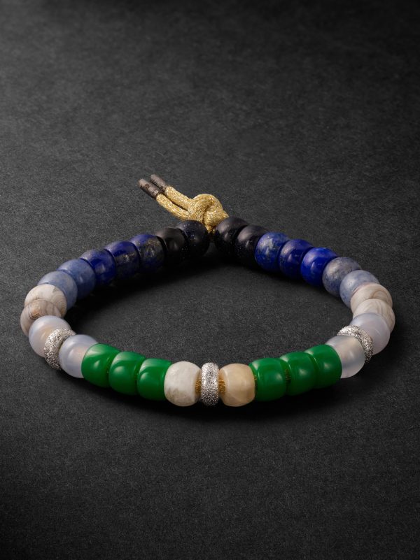 Montauk Forte 18-Karat White and Blackened Gold Multi-Stone Beaded Bracelet Montauk Forte 18-Karat White and Blackened Gold Multi-Stone Beaded Bracelet