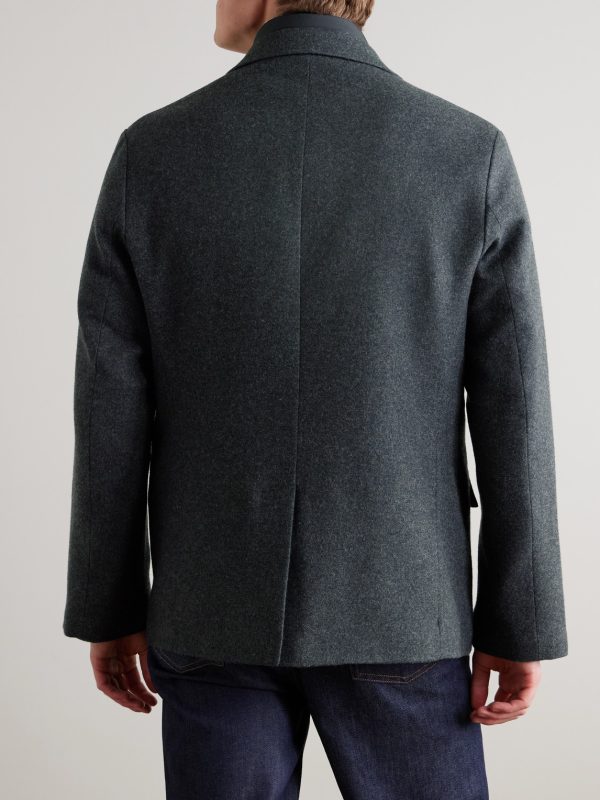 Shell-Trimmed Flannel Blazer - BK Shell-Trimmed Flannel Blazer - BK