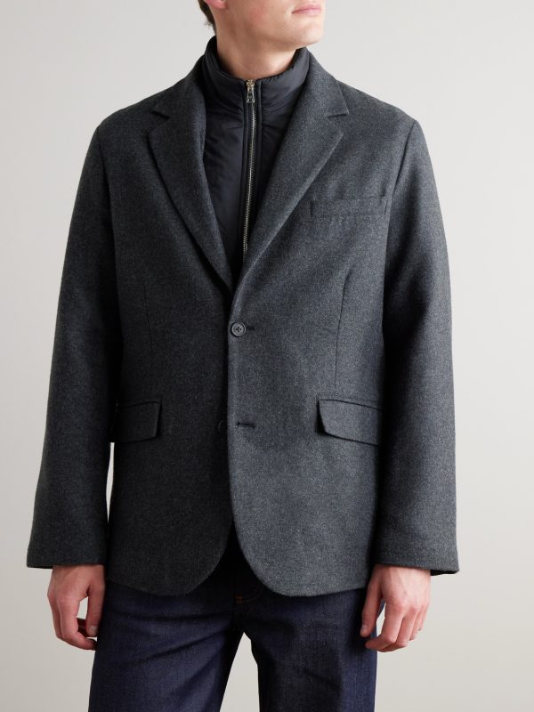 Shell-Trimmed Flannel Blazer - FR Shell-Trimmed Flannel Blazer - FR