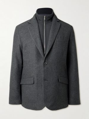 Shell-Trimmed Flannel Blazer Shell-Trimmed Flannel Blazer