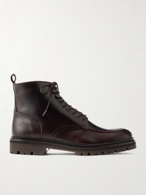 Commander Shearling-Lined Leather Lace-Up Boots