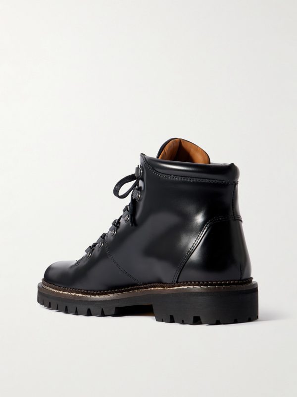 Jacques Glossed-Leather Hiking Boots - BK Jacques Glossed-Leather Hiking Boots - BK
