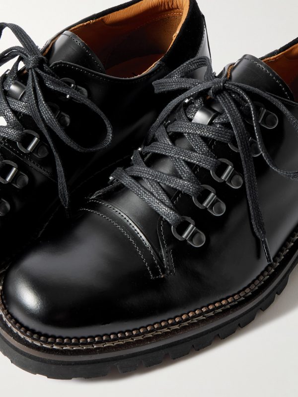 Suede-Trimmed Leather Hiking Derby Shoes - CU