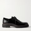 Suede-Trimmed Leather Hiking Derby Shoes