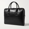 Croc-Effect Leather Briefcase - BK Croc-Effect Leather Briefcase - BK