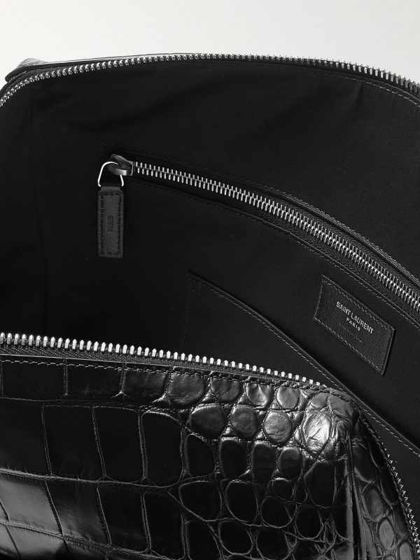 Croc-Effect Leather Briefcase - E1 Croc-Effect Leather Briefcase - E1