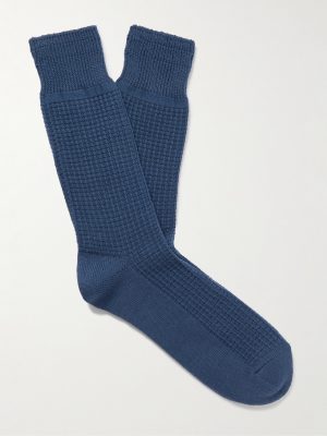 Waffle-Knit Cotton-Blend Socks