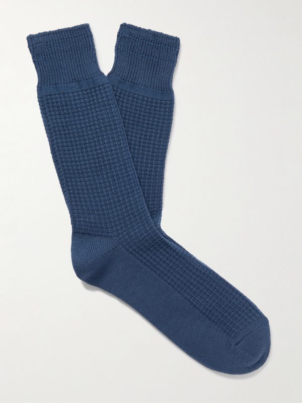 Waffle-Knit Cotton-Blend Socks Waffle-Knit Cotton-Blend Socks