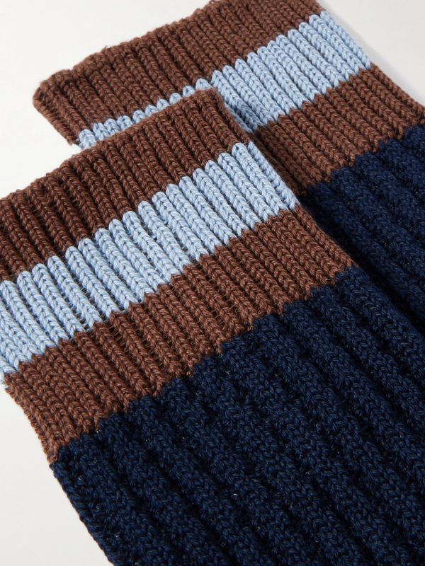 Striped Ribbed Cotton-Blend Socks - CU