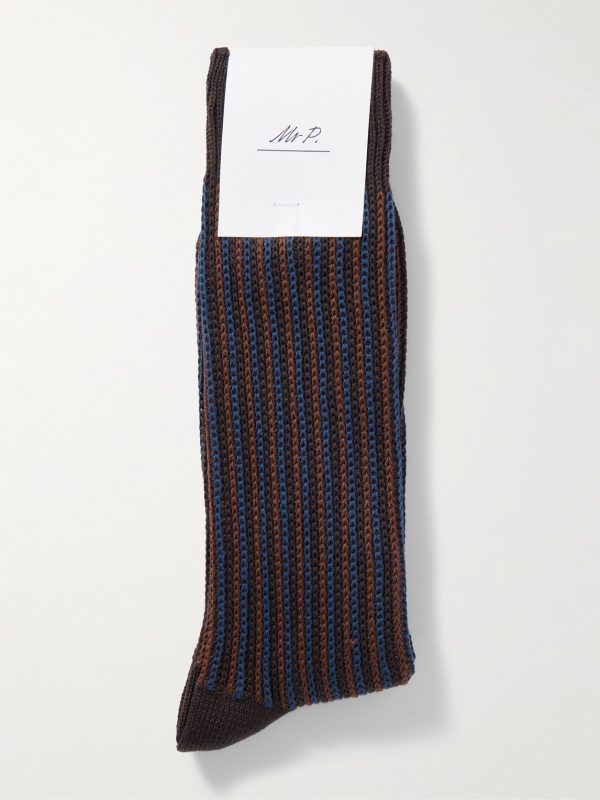 Striped Cotton-Blend Socks - E1