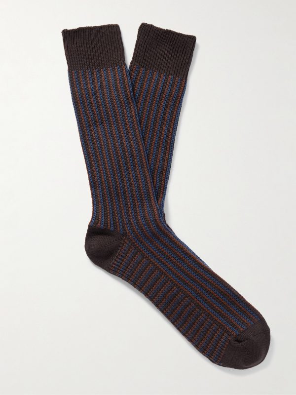 Striped Cotton-Blend Socks