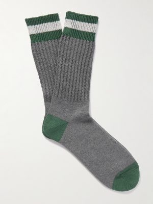 Striped Ribbed Cotton-Blend Socks Striped Ribbed Cotton-Blend Socks