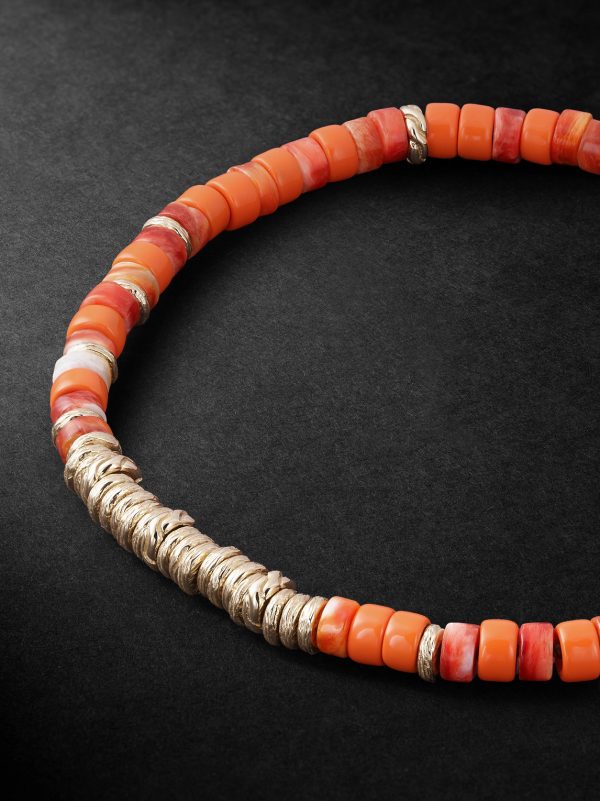 Heishi 14-Karat Gold, Sterling Silver and Shell Beaded Bracelet - CU