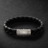 Woven Leather, Sterling Silver and Enamel Bracelet