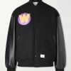 Logo-Appliquéd Panelled Melton Wool-Blend Jacket
