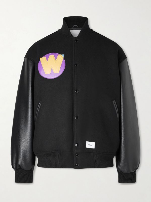 Logo-Appliquéd Panelled Melton Wool-Blend Jacket
