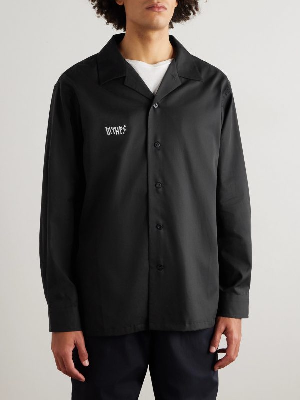 Camp-Collar Logo-Embroidered Lyocell and Cotton-Blend Twill Shirt - FR Camp-Collar Logo-Embroidered Lyocell and Cotton-Blend Twill Shirt - FR