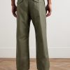 Straight-Leg Pleated Cotton Trousers - BK Straight-Leg Pleated Cotton Trousers - BK
